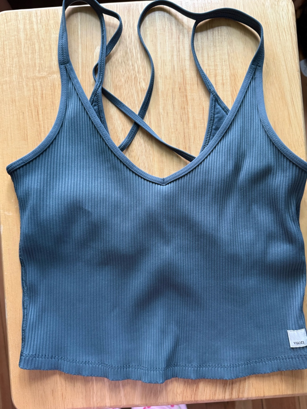 Vuori Ribbed Strappy Tank Top in Slate Blue